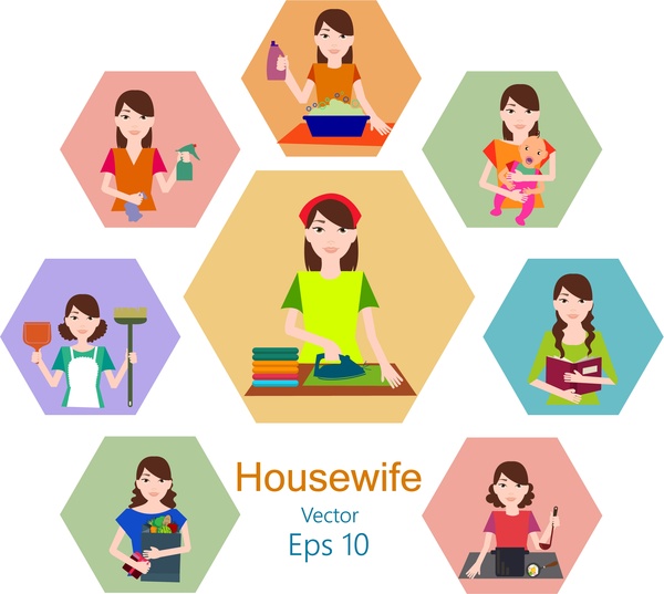 Hausfrau Konzepte Design in Wohnung mit täglichen Aktivitäten
