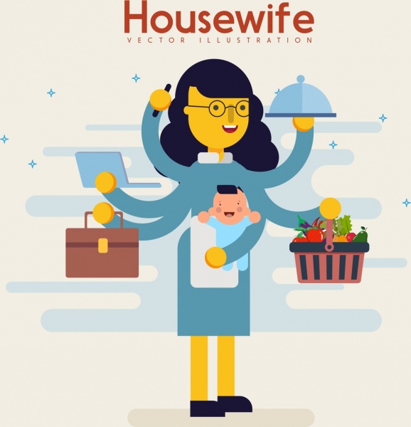 ícone de dona de casa colorida personagem de desenho animado