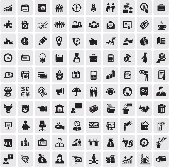 riesige Sammlung von schwarzen und weißen Symbole Vektor