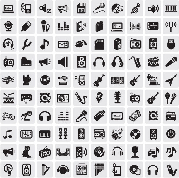 gran colección de vectores de iconos blanco y negro