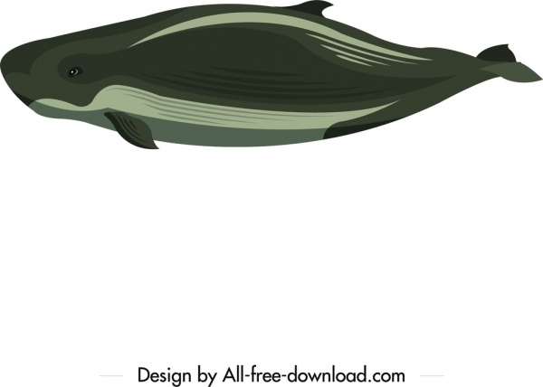 ikon ikan paus besar desain hijau gelap