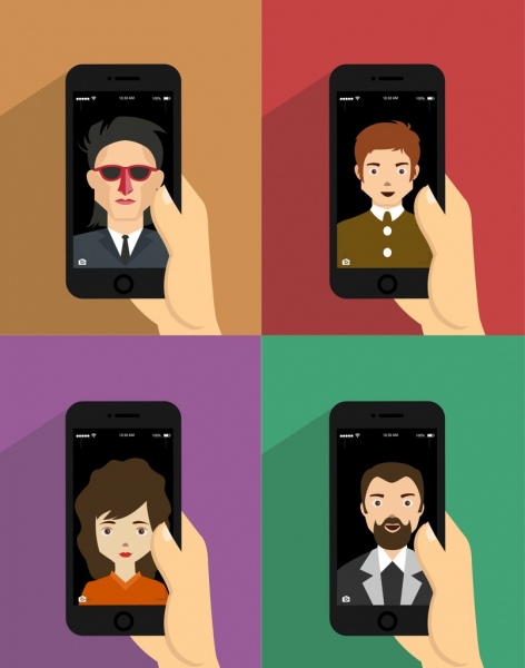 isolamento de retrato humano avatar ícones smartphones