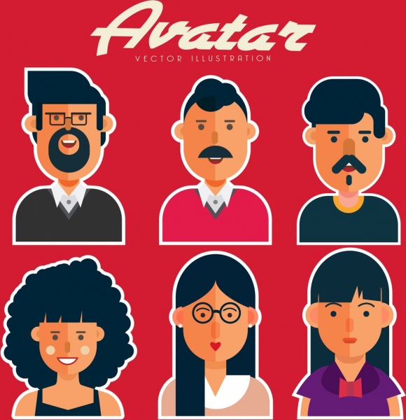 avatar umano raccolta uomini donne icone colorate di cartone