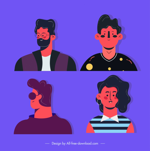 avatares humanos iconos de estilo joven dibujos animados sketch