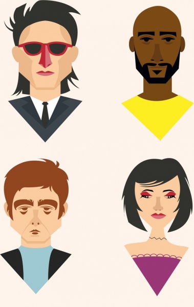 menschliches Gesicht Symbole farbige Porträt design