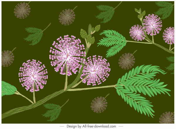 rendah hati tanaman lukisan warna-warni sketsa kabur klasik