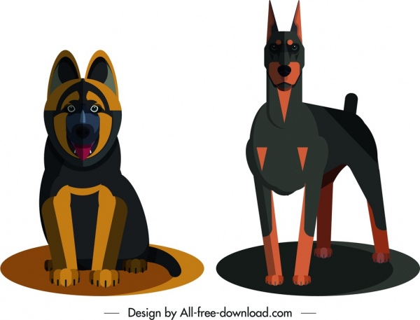 Охотничьи собаки иконы цветной эскиз мультфильм