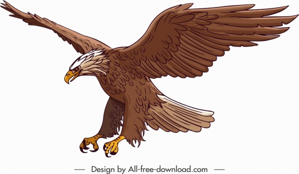 사냥 독수리 아이콘 컬러 만화 디자인