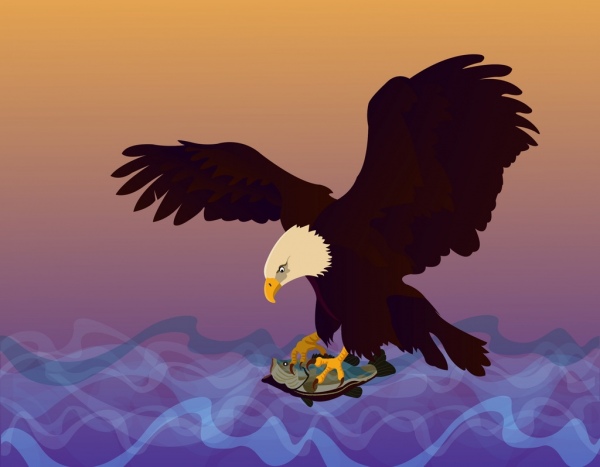 peixe de ícone de águia caça presas decoração do fundo do mar