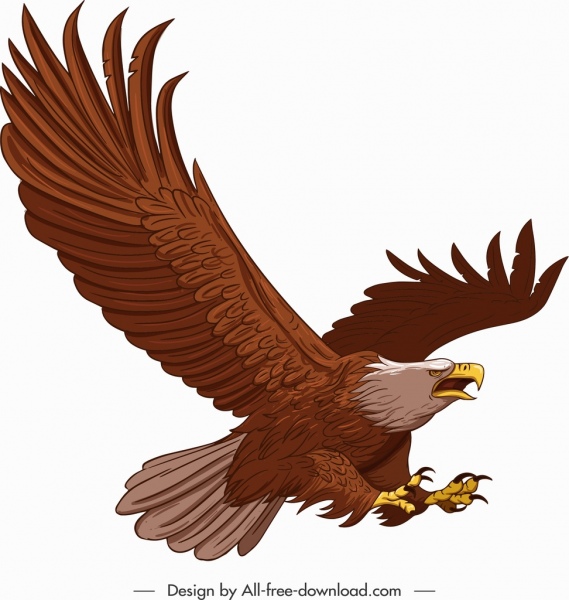 Berburu elang ikon gerakan terbang sayap lurus sketsa