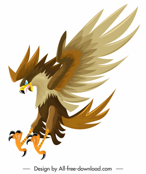 caccia falco icona gesto violento colorato cartone animato schizzo