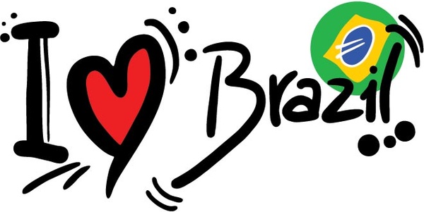 I Love Brazil With Brazilian Flag In Circle On White Background Vector
