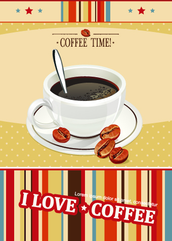 Eu amo café tema cartaz projeto vector