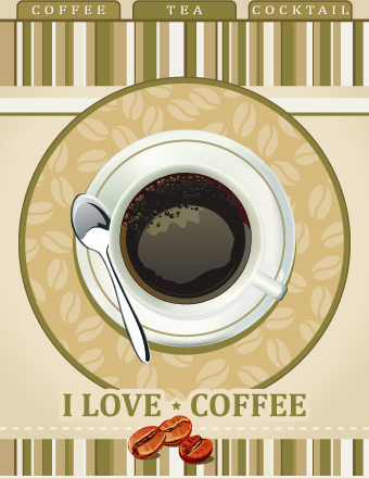 я люблю кофе тема плаката дизайн вектор