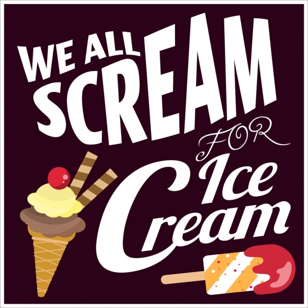 Ice Cream publicidad icono coloreado Big White palabras