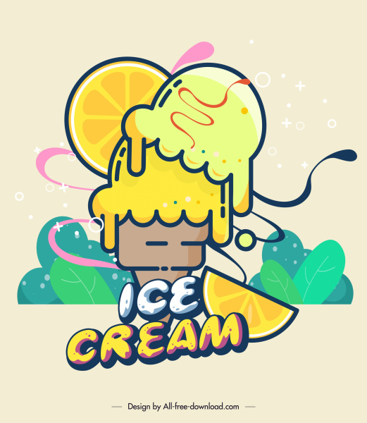 アイスクリーム広告カラフルなフラット デザインの装飾を溶融