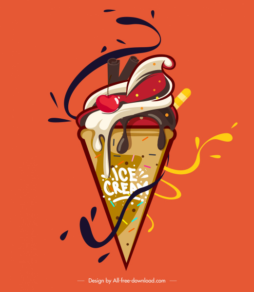 crème glacée publicité fond coloré dynamique décor classique