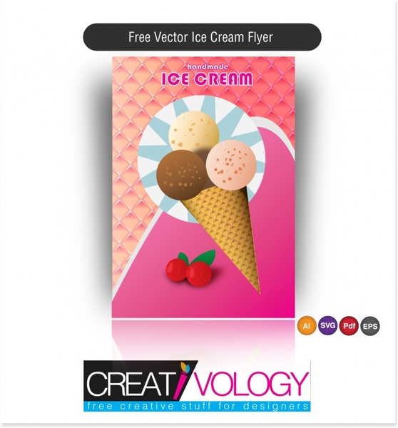 아이스크림 광고 전단지 다채로운 장식