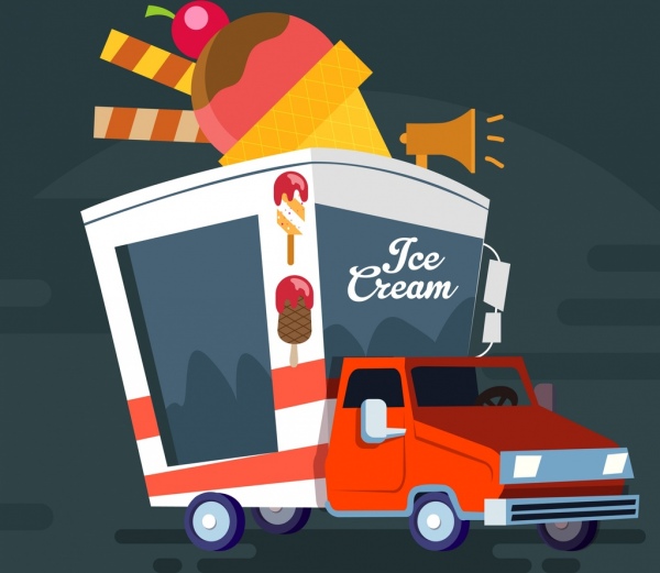 dondurma reklam kamyon araç simgesi 3d tasarım