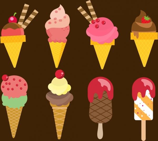 다양 한 색 아이스크림 배경 절연 유형