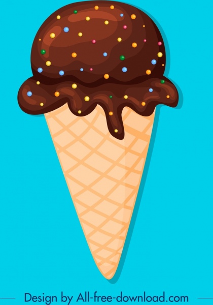 icono de helado que derrite la decoración de caramelos de chocolate