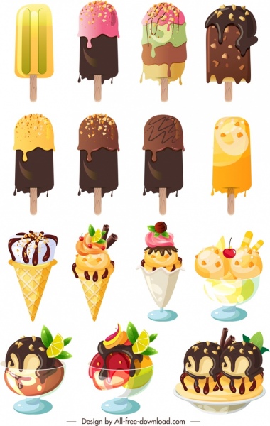 мороженого икон коллекции современные красочно оформленные