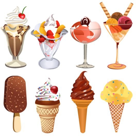 霜淇淋圖示收集多彩的 3D 裝飾