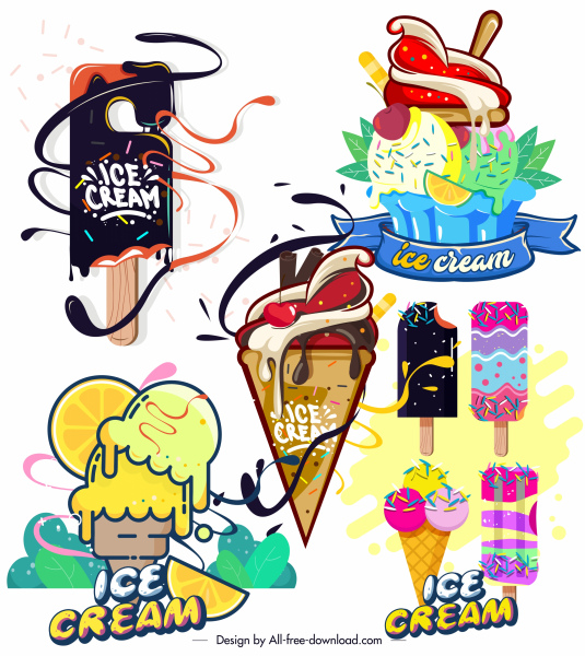 decoração colorida de ícones do sorvete