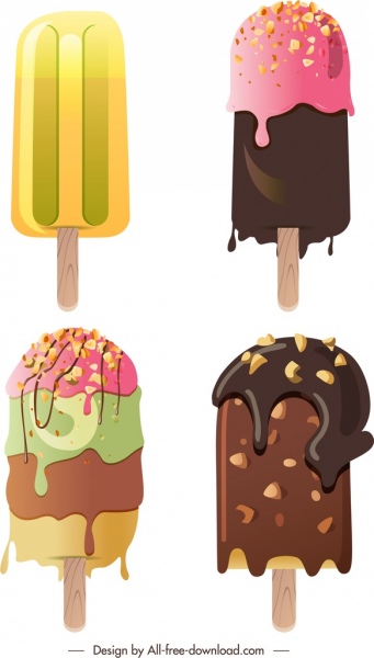sorvete ícones coloridos design moderno