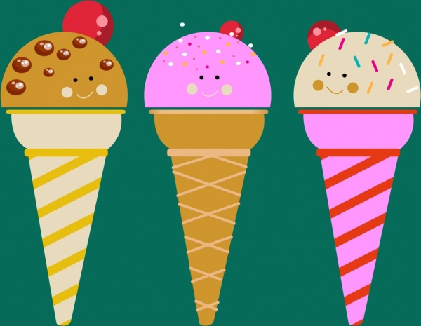 冰淇淋图标可爱设计风格的笑脸