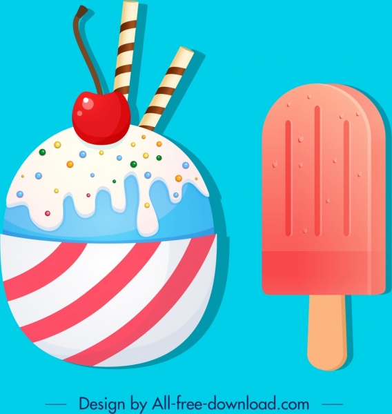 icônes de crème glacée bâton décor de fruits design coloré
