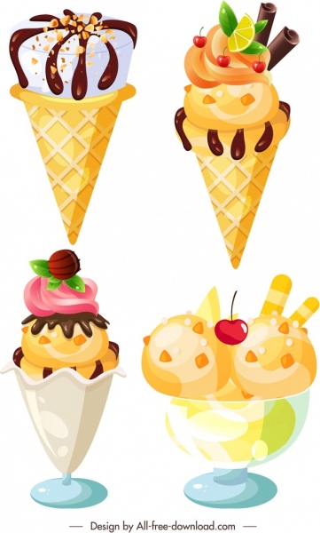 アイスクリーム アイコン テンプレート現代チョコレート フルーティーな装飾