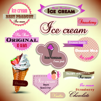 vector de diseño de etiquetas de helado