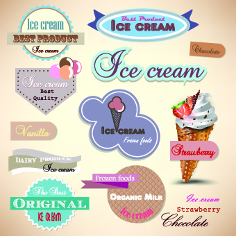 vector de diseño de etiquetas de helado