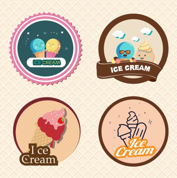 мороженого logo множеств цветных круглых изоляции