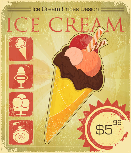 아이스크림 레트로 포스터 디자인
