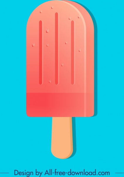es krim ikon tongkat desain 3D merah
