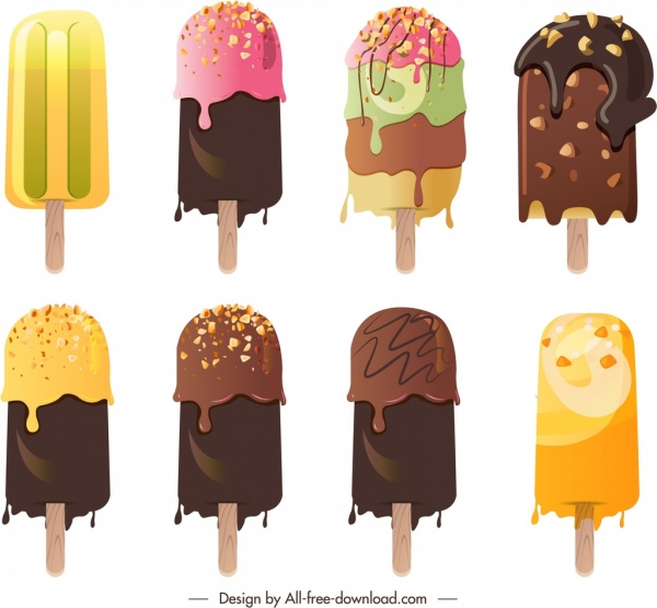 palos de helado iconos fusión chocolate decoración