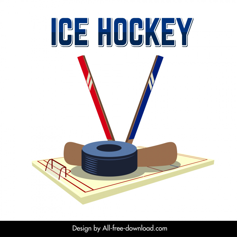 Banner publicitario de hockey sobre hielo Boceto 3D moderno