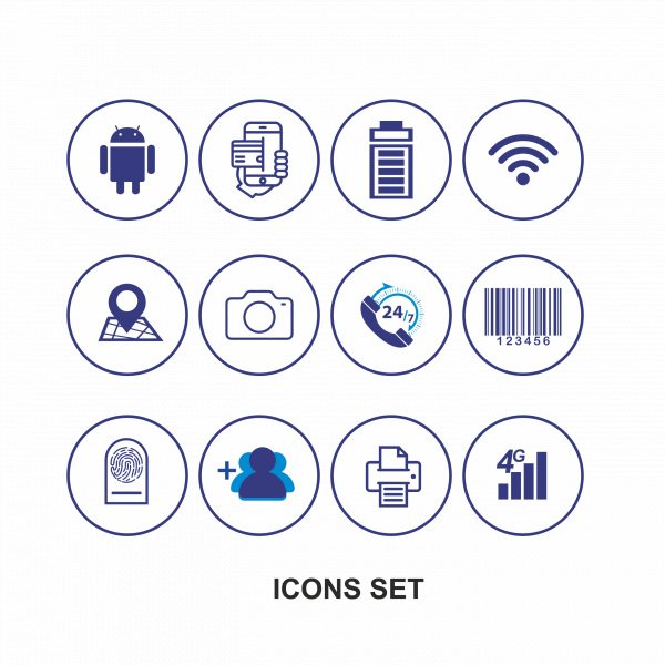 conjunto de iconos para la función móvil