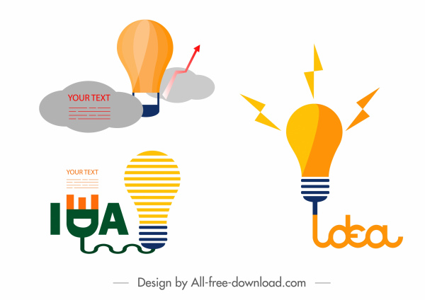 ý tưởng khái niệm thiết kế yếu tố phẳng lightbulb Sketch