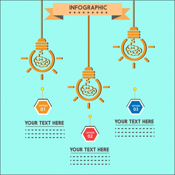 Idee-Infografik-Design hängende Glühbirne Skizze Dekoration