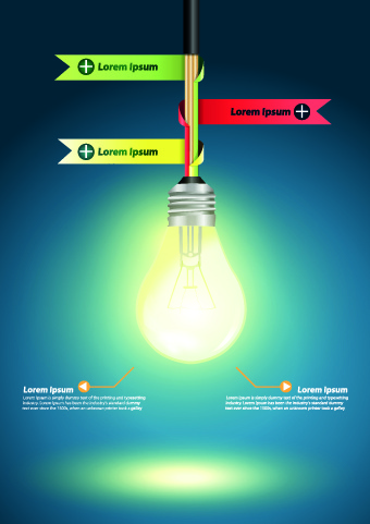 Idée infographie avec illustration vectorielle ampoule