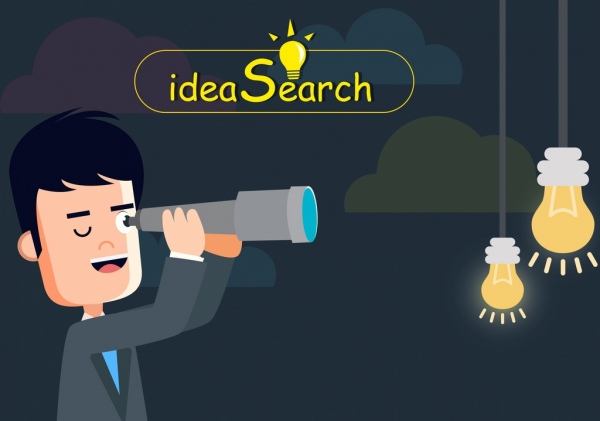 idea di ricerca disegno uomo usando un binocolo lampadina icone