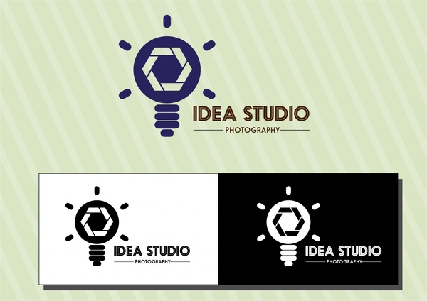 Ide logo studio set berbagai latar belakang desain