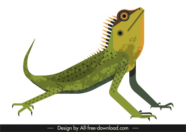 Iguana động vật biểu tượng màu cổ điển Sketch