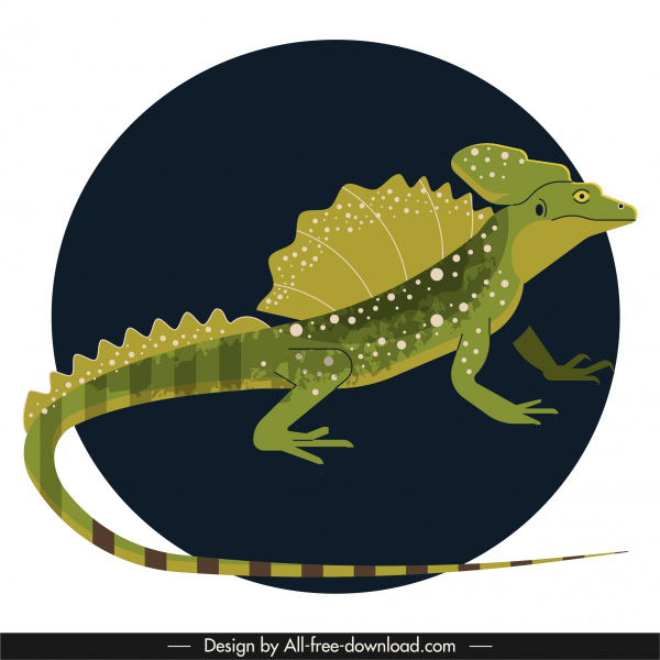 Iguana ícone escuro 3d design clássico