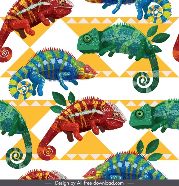 Iguana mẫu đầy màu sắc hiện đại lặp lại thiết kế