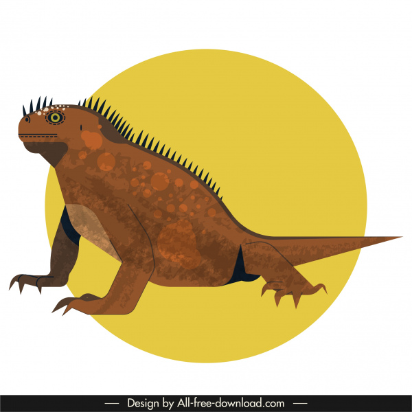 Iguana spesies ikon 3d klasik sketsa