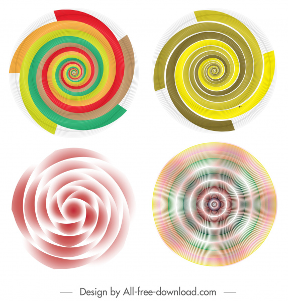 template dekoratif Ilusif spiral dinamis yang berwarna-warni kurva dekorasi